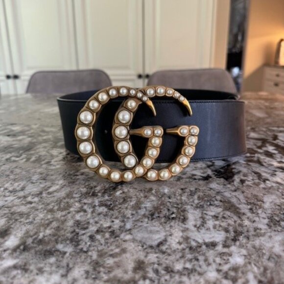 Gucci Marmont Wide Belt With Pearls - Picture 6 of 8
